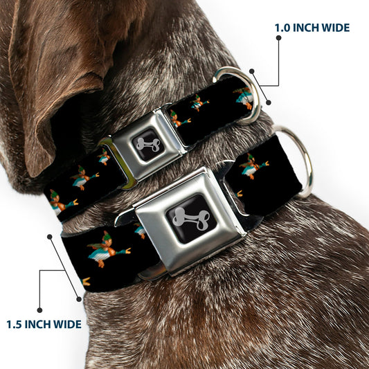 Dog Bone Seatbelt Buckle Collar - Flying Mallards Black