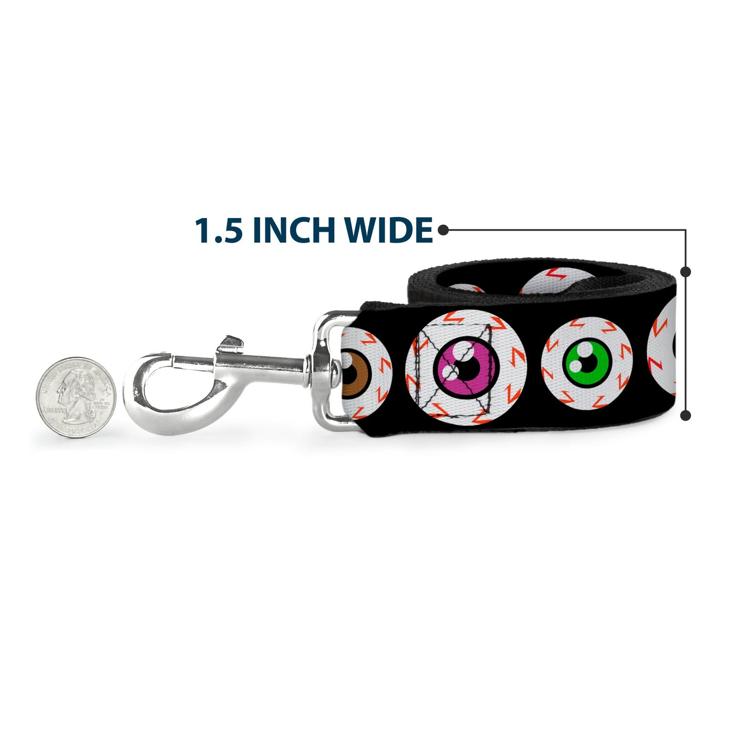 Dog Leash - Eyeballs Black/Multi Color