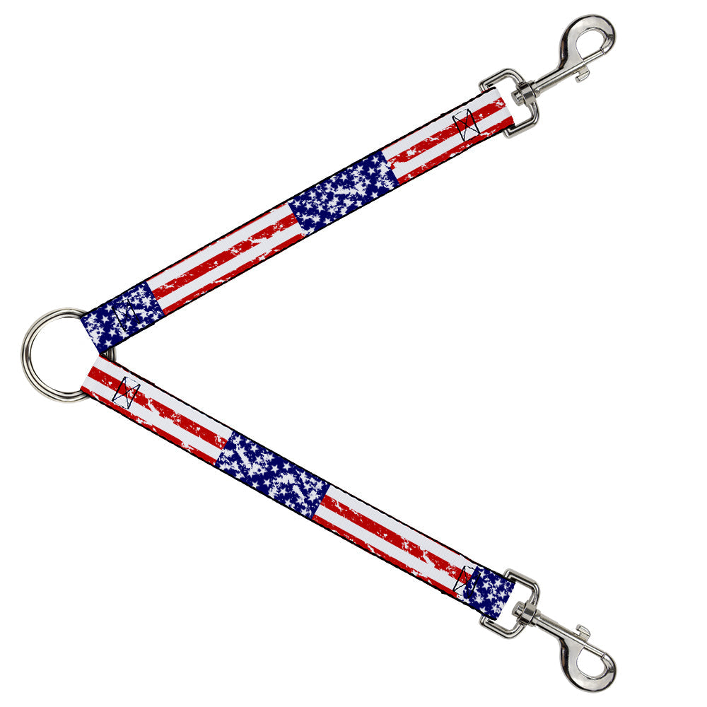 Dog Leash Splitter - United States Flags Weathered