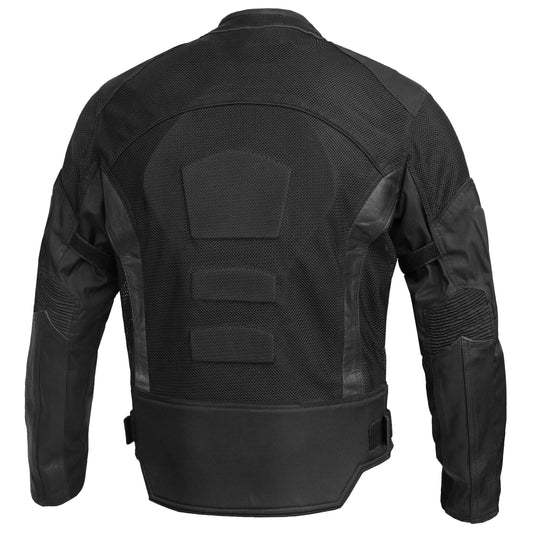 Mens Leather & Mesh Motorcycle Jacket – Waterproof Liner