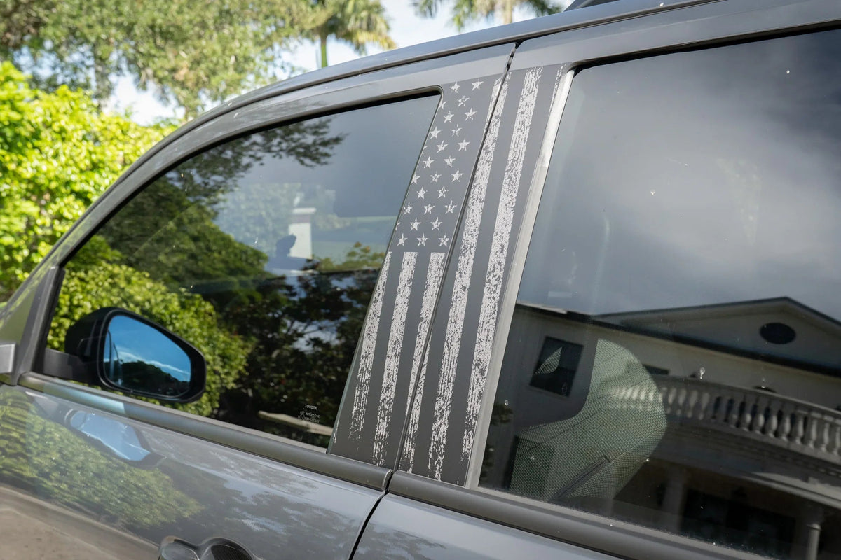 American Flag B Pillar Overlays - 2024+ Tacoma Double Cab / 2025+ 4Runner
