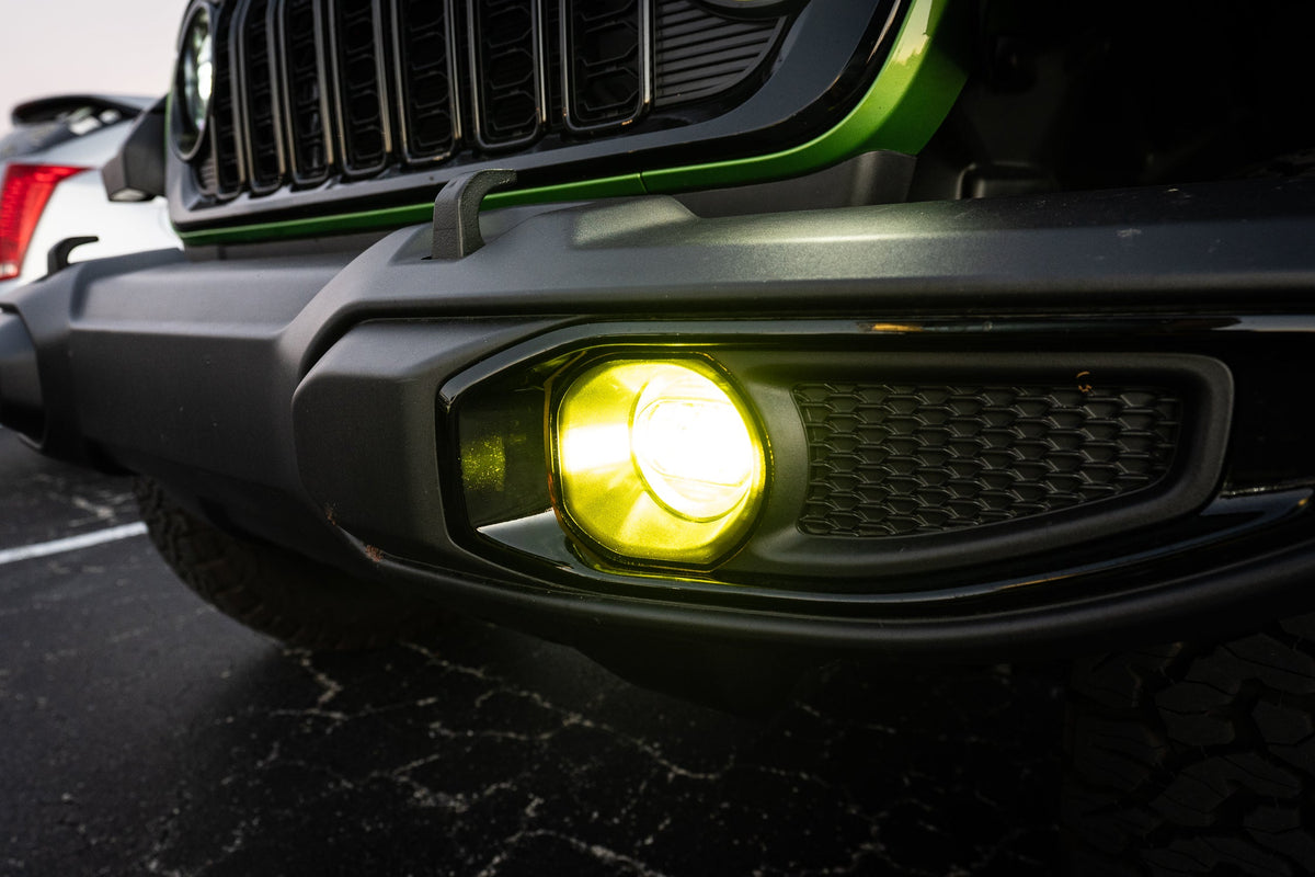 Acrylic Fog Light Lenses (Yellow / Amber) - 2024+ Wrangler JL / Gladiator JT (Plastic Bumper)