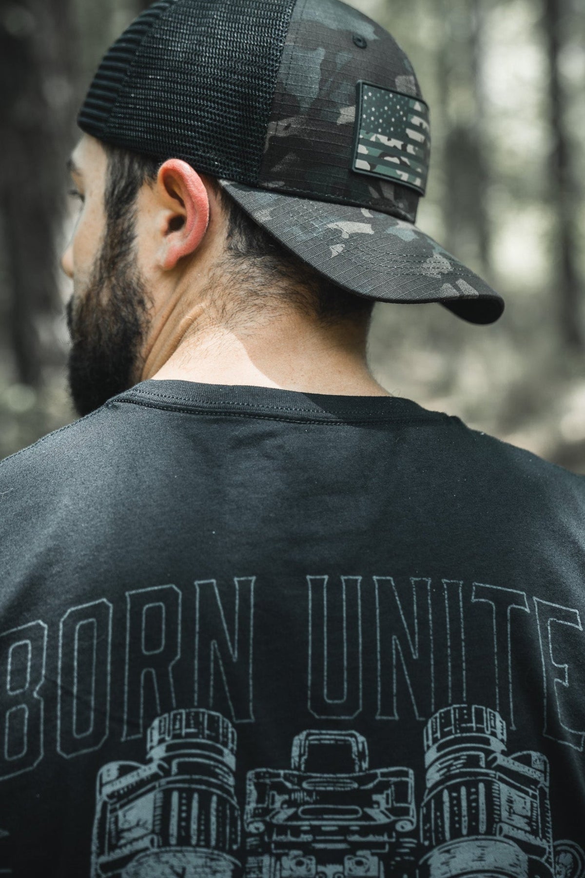 Born United Black Camo Trucker - Camo Flag