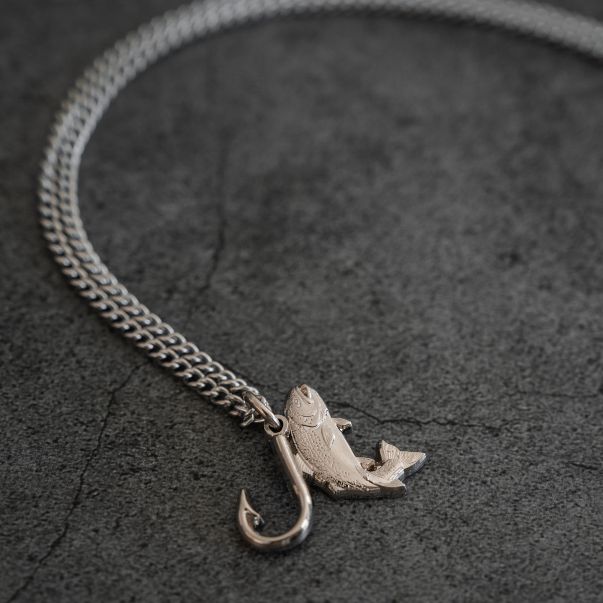 Fly Fishin' Trout Hunter - Stainless Steel Necklace