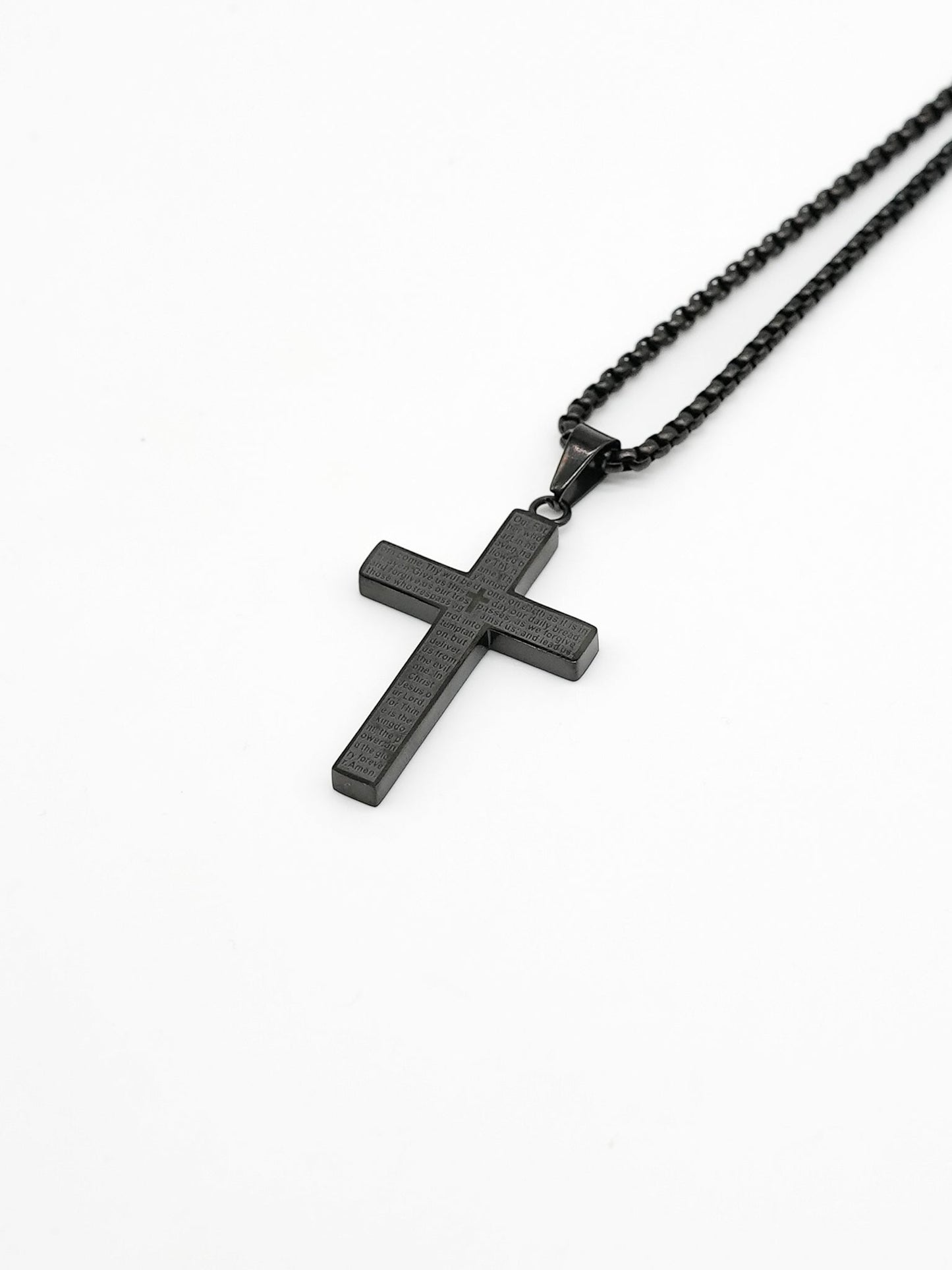 Lord's Prayer Cross Pendant Necklace