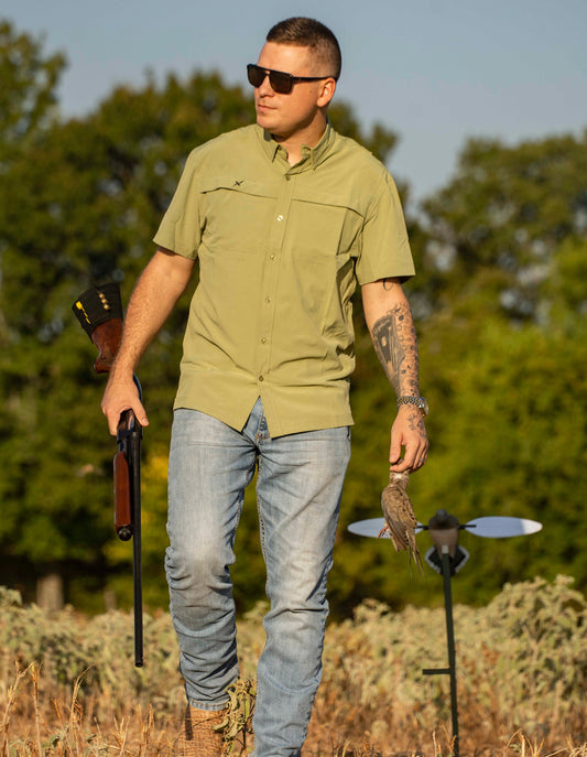 Short Sleeve Solid Lifestyle Button Down w/ REPEL-X