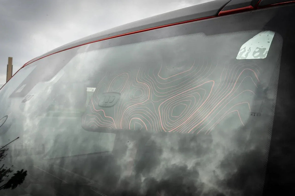 Topographic Interior Sun Visor Overlays - 2024+ Ranger Raptor (with Homelink)