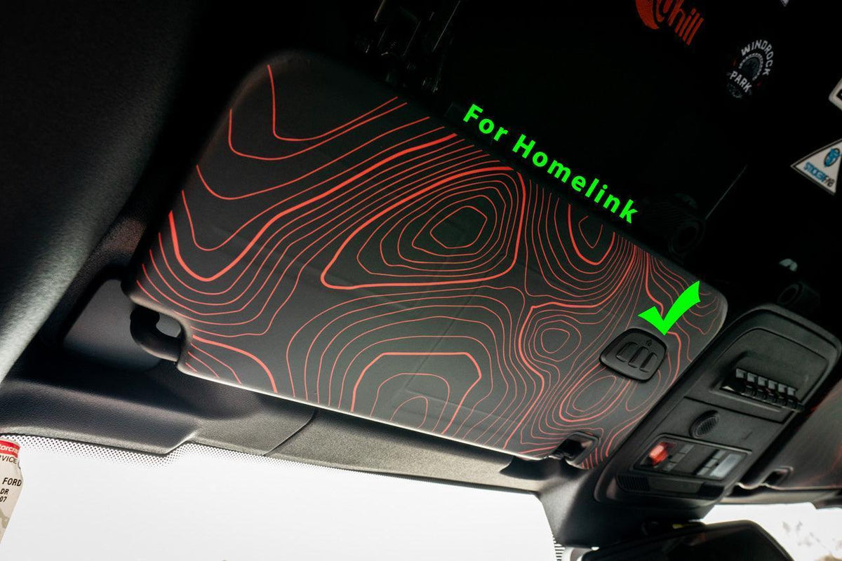 Topographic Interior Sun Visor Overlays - 2024+ Ranger Raptor (with Homelink)