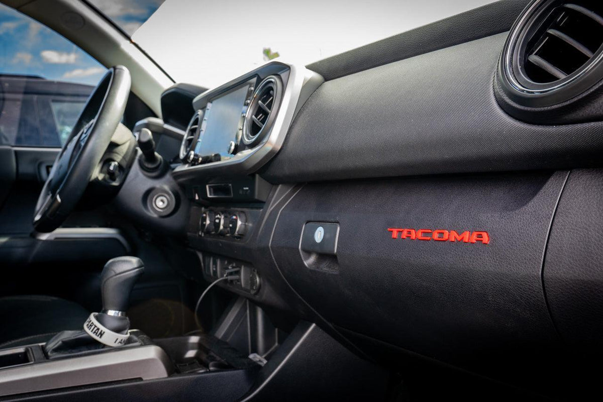 Glove Box "TACOMA" Acrylic Logo Inlays (Laser Series) - 2016-2023 Tacoma