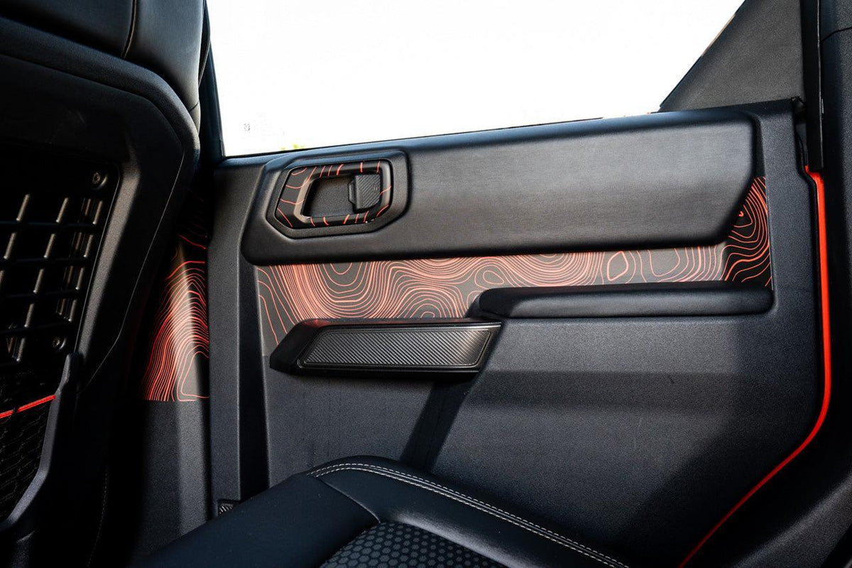 Topo Rear Interior Upper Door Card Insert Overlays (Printed Series) - 2021+ Bronco 4 Door