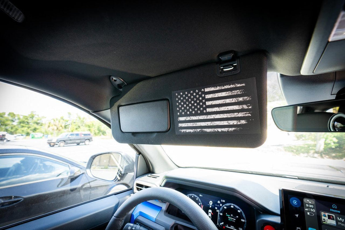 Sun Visor Airbag Label Distressed American Flag Overlays - 2024+ Tacoma