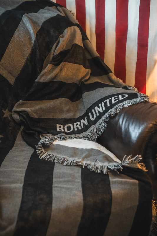 Blackout American Flag Jacquard Blanket