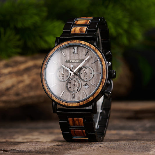 Men’s Engraved Wood Watch