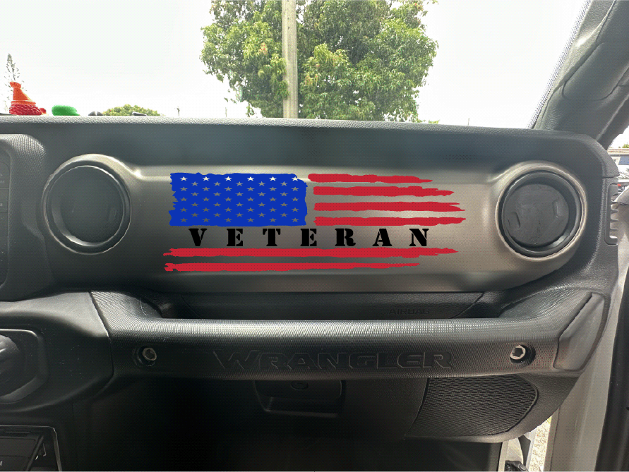 Red Blue and Black Veteran Dash Decal