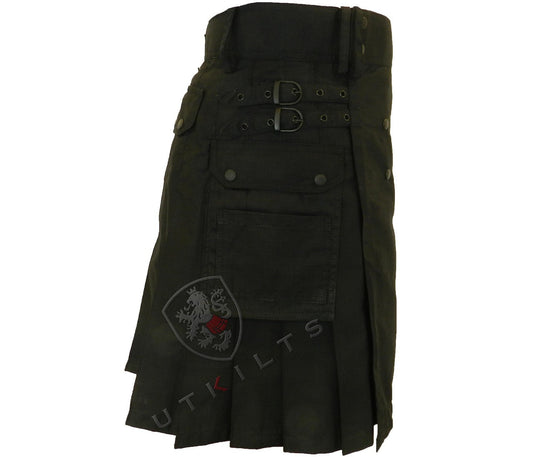 Utility Kilt – GlenTorin, Black Ripstop