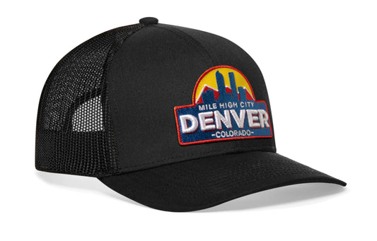 Denver Mile High City Trucker Hat | Black Cityscape Snapback