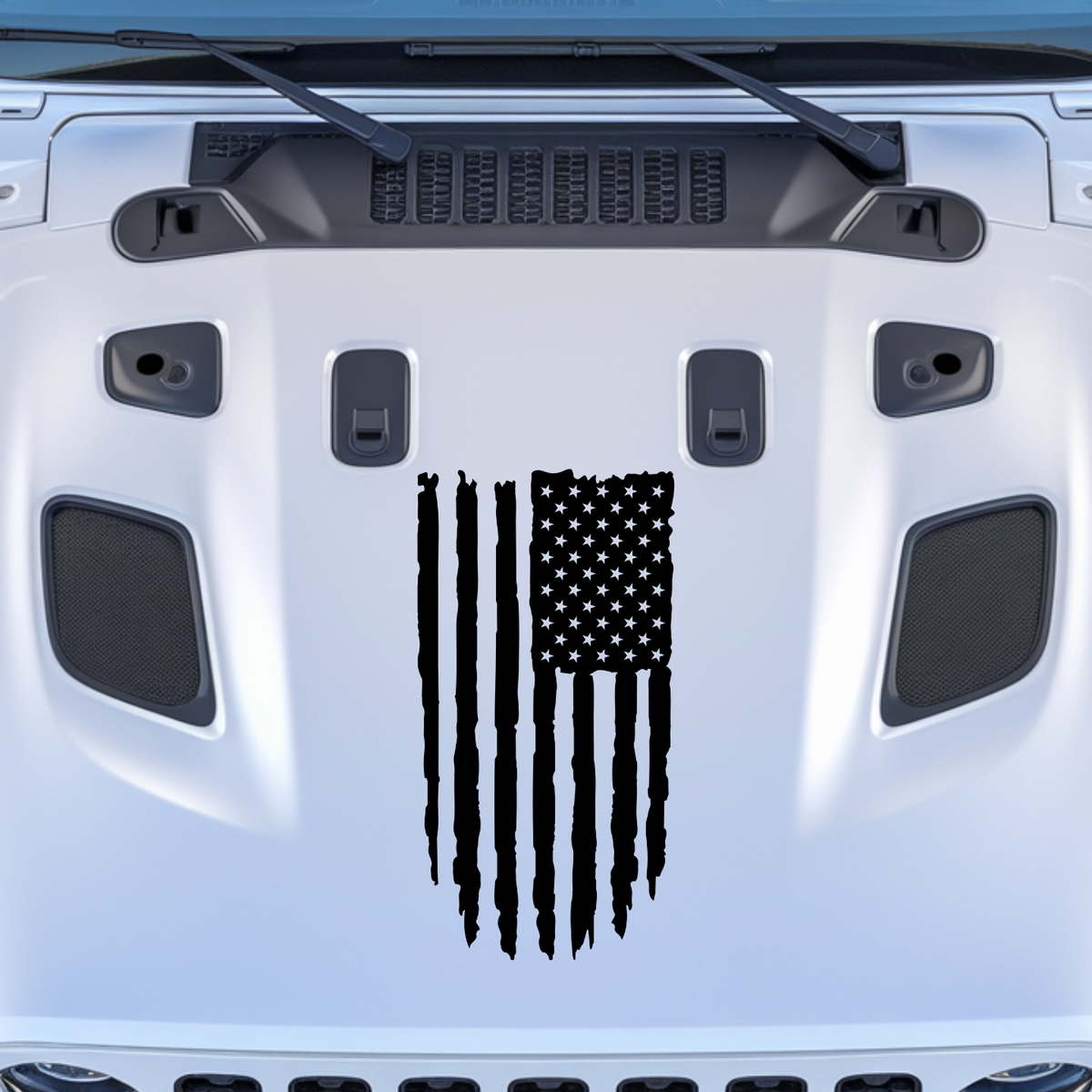 Distressed Flag Hood Decal Large Sizes