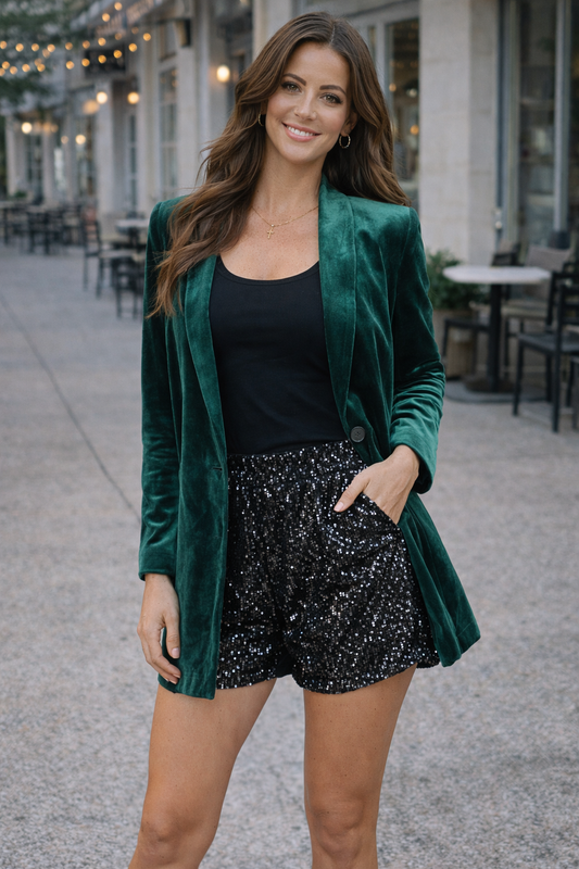 Black Sequin Shorts