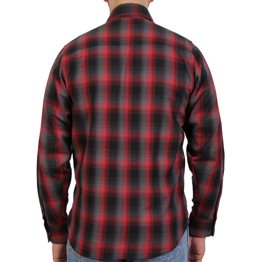 Hot Leathers Men's 'Grave Shift' Black Cotton Flannel Shirt - Button Front - Riding/Casual/ Work Wear - FLM2017