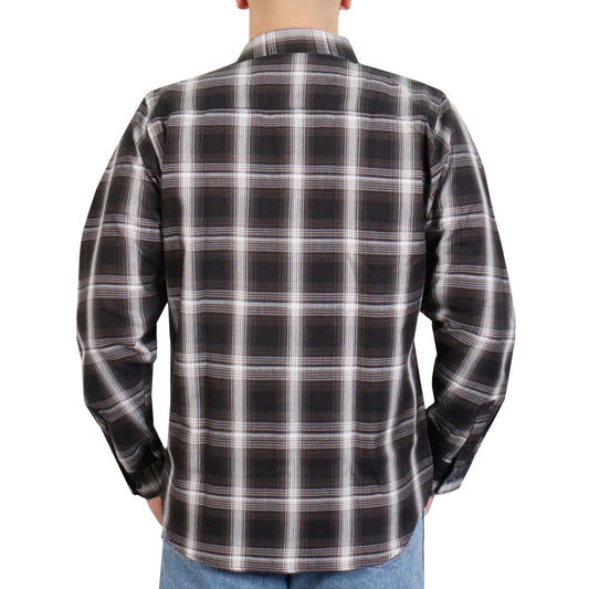 Hot Leathers Men's 'Last Exit' White/Black Cotton Flannel Shirt - Button Front - Riding/Casual/ Work Wear - FLM2023