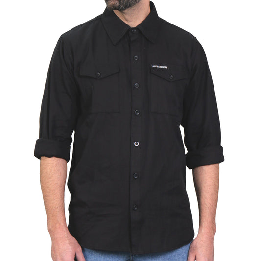 Hot Leathers Men's 'Iron Gospel' Black Cotton Flannel Shirt - Button Front - Riding/Casual/ Work Wear - FLM2024