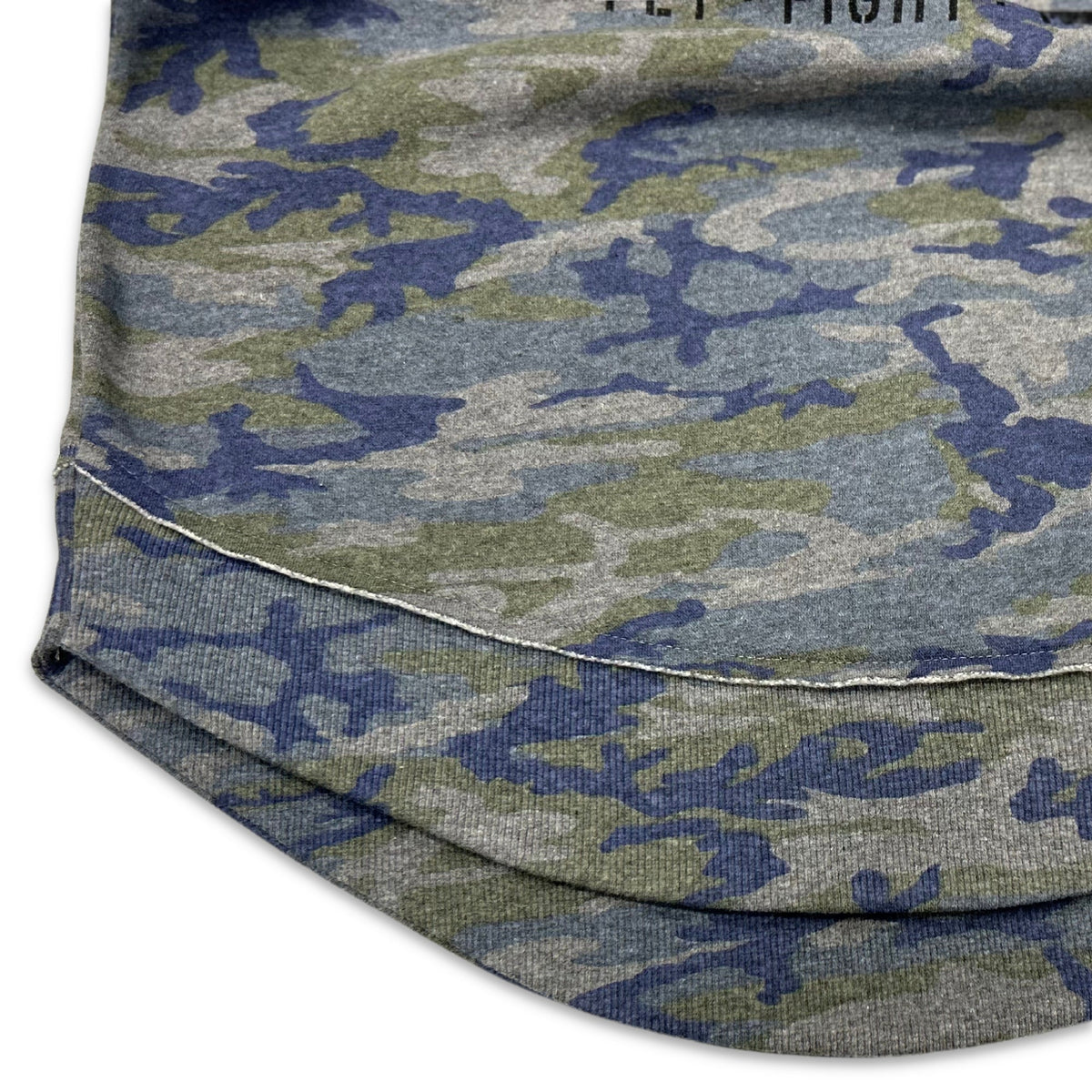 Navy Ladies Vintage Stencil Fleece Crewneck (Camo)