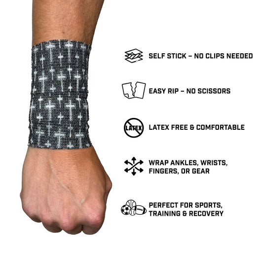 Faith Cross Black Self Stick Athletic Tape
