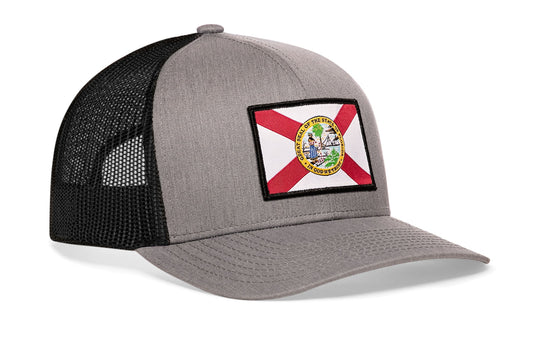 Florida Flag Trucker Hat | Gray-White FL Snapback