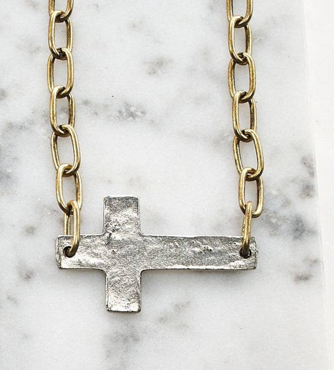 Paper Clip Chain Cross Necklace