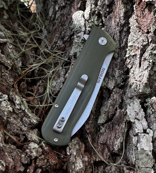 RHINO Folding Knife (Stonewash/ OD Green)