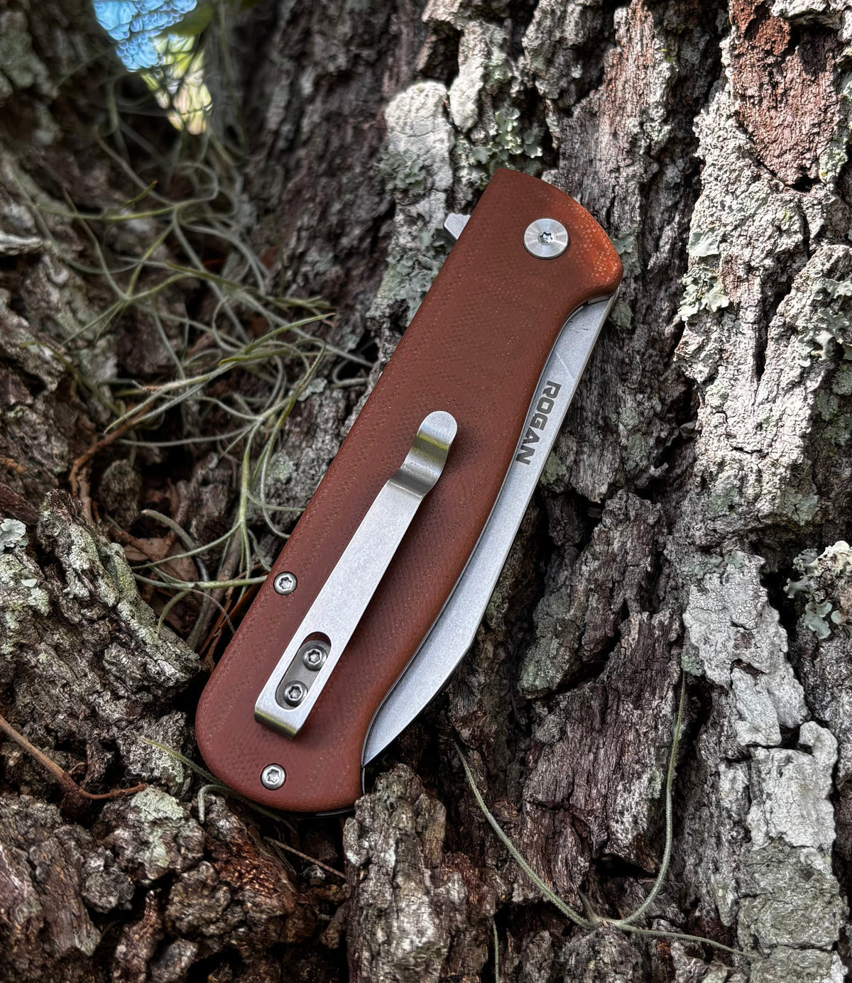RHINO Folding Knife (Stonewash/ Brown)