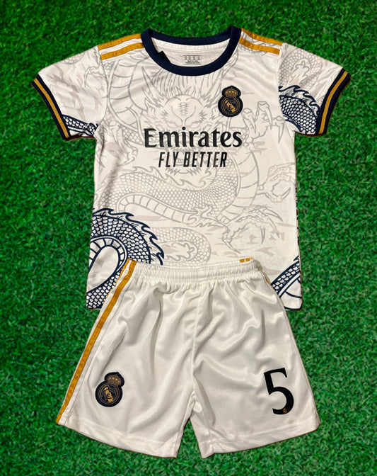 Bellingham Home Dragon Edition Kids Soccer Kit - Real Madrid 2 Piece Set