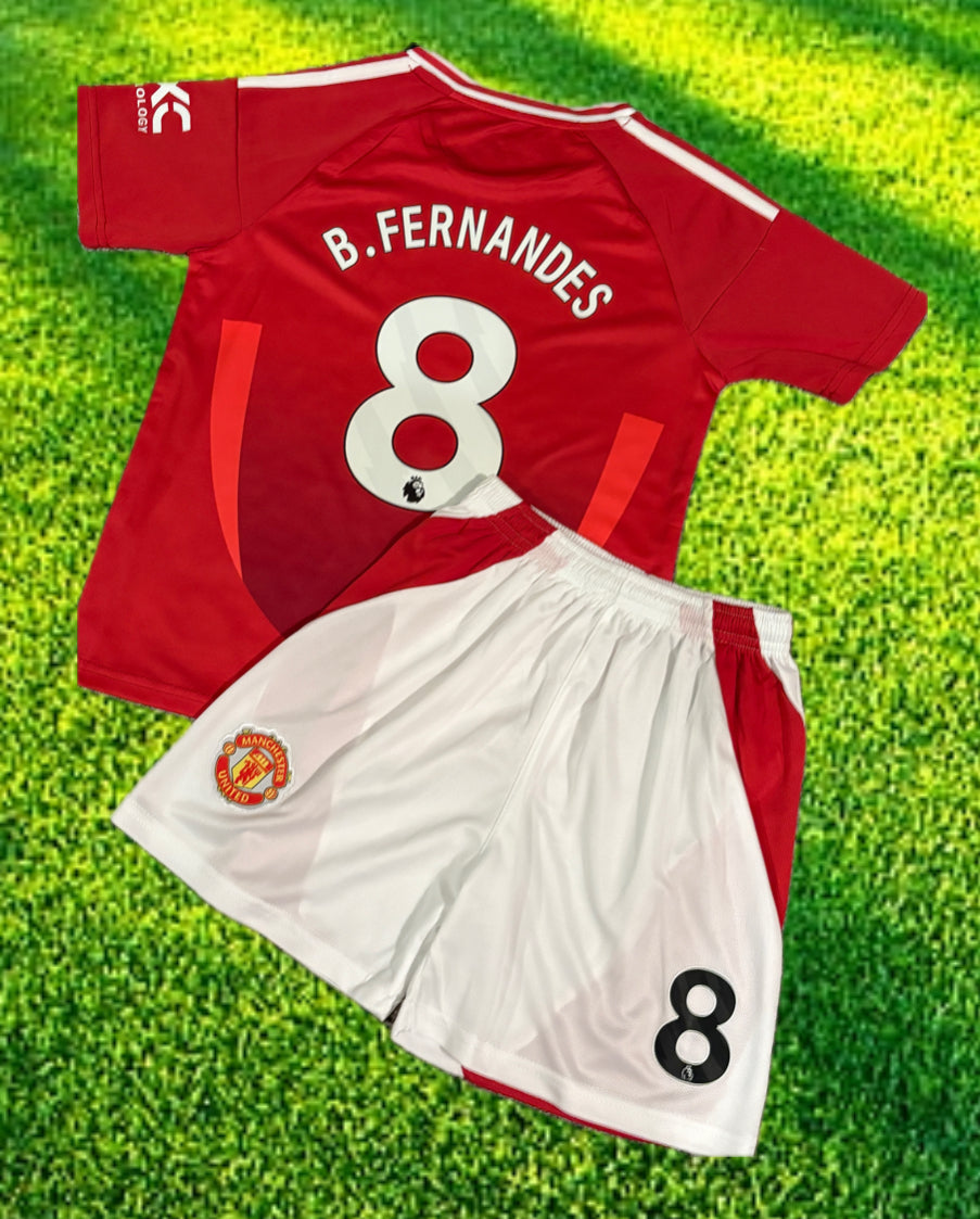 B Fernandes 8 Kids Toddler & Youth Man Soccer Jersey Kit