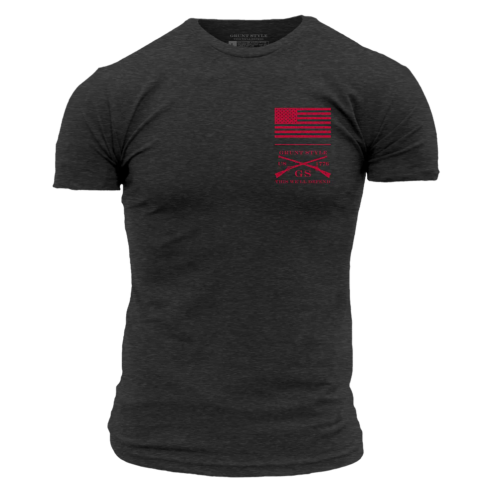 Grunt Style - Red Blood Blue Collar™ T-Shirt - Charcoal