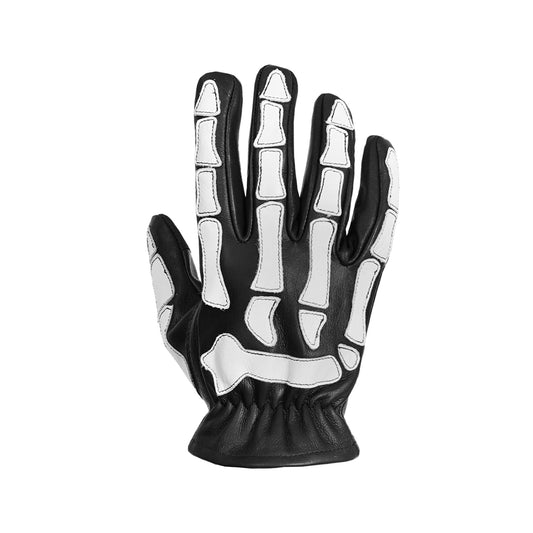 SkullTrail Men's leather gloves Black & White
