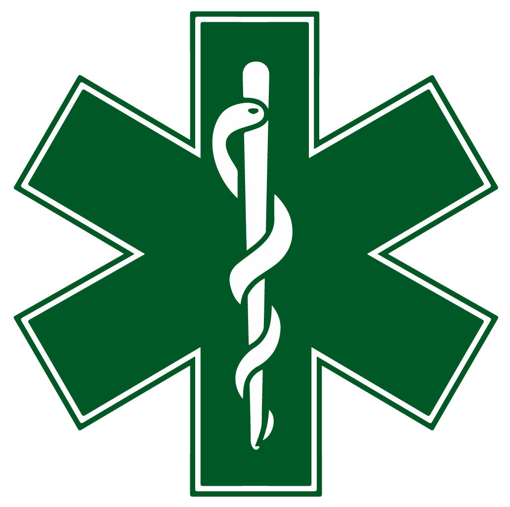 DARK GREEN STAR OF LIFE REFLECTIVE HELMET DECAL