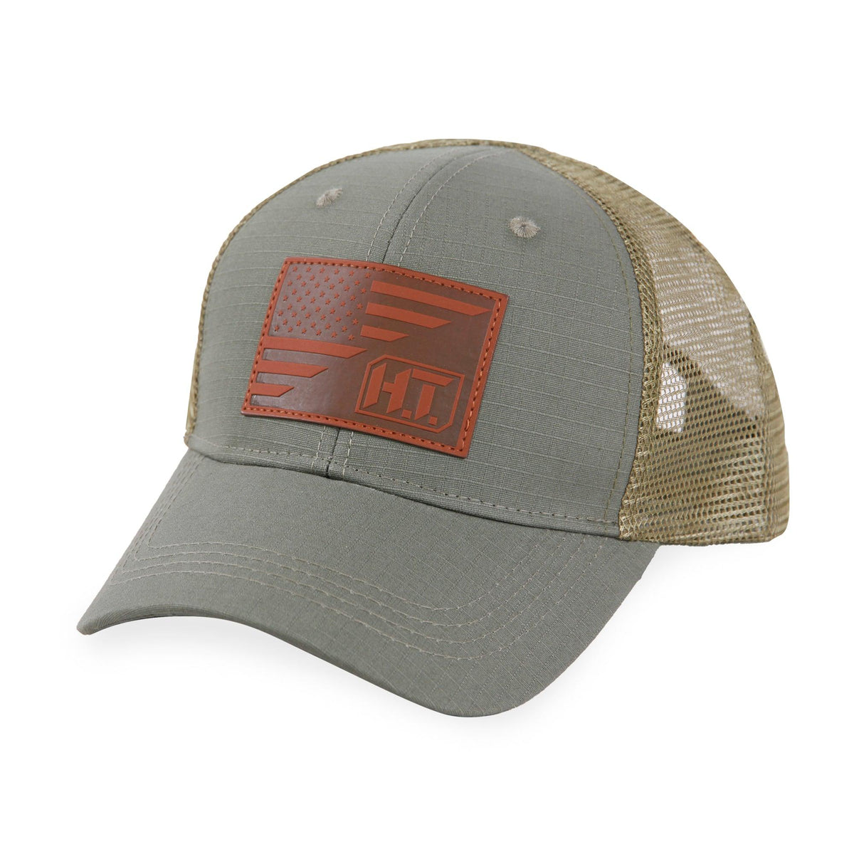 American Flag/HT Leather Logo-Trucker Mesh