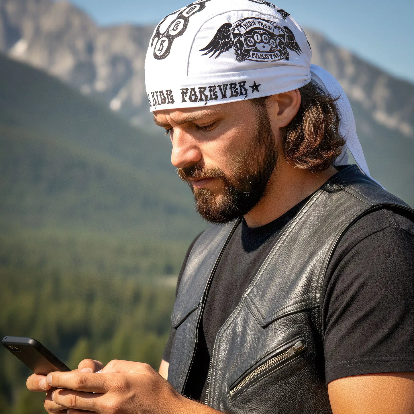 Hot Leathers Ride Fast Ride Forever Lightweight Headwrap HWH1045