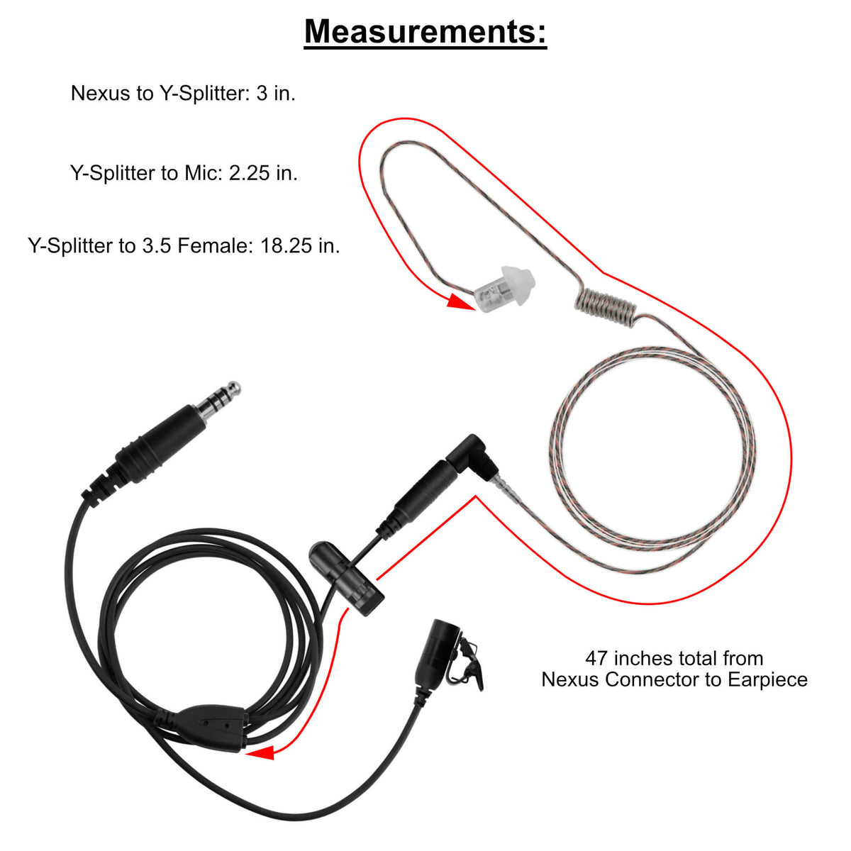 Tactical Mic / Invisible Tubeless Earpiece / Tactical PTT Kit w/ Quick Disconnect (Hirose) Adapter- Motorola: APX (Apex) Series, XPR Series, SRX2200, & More