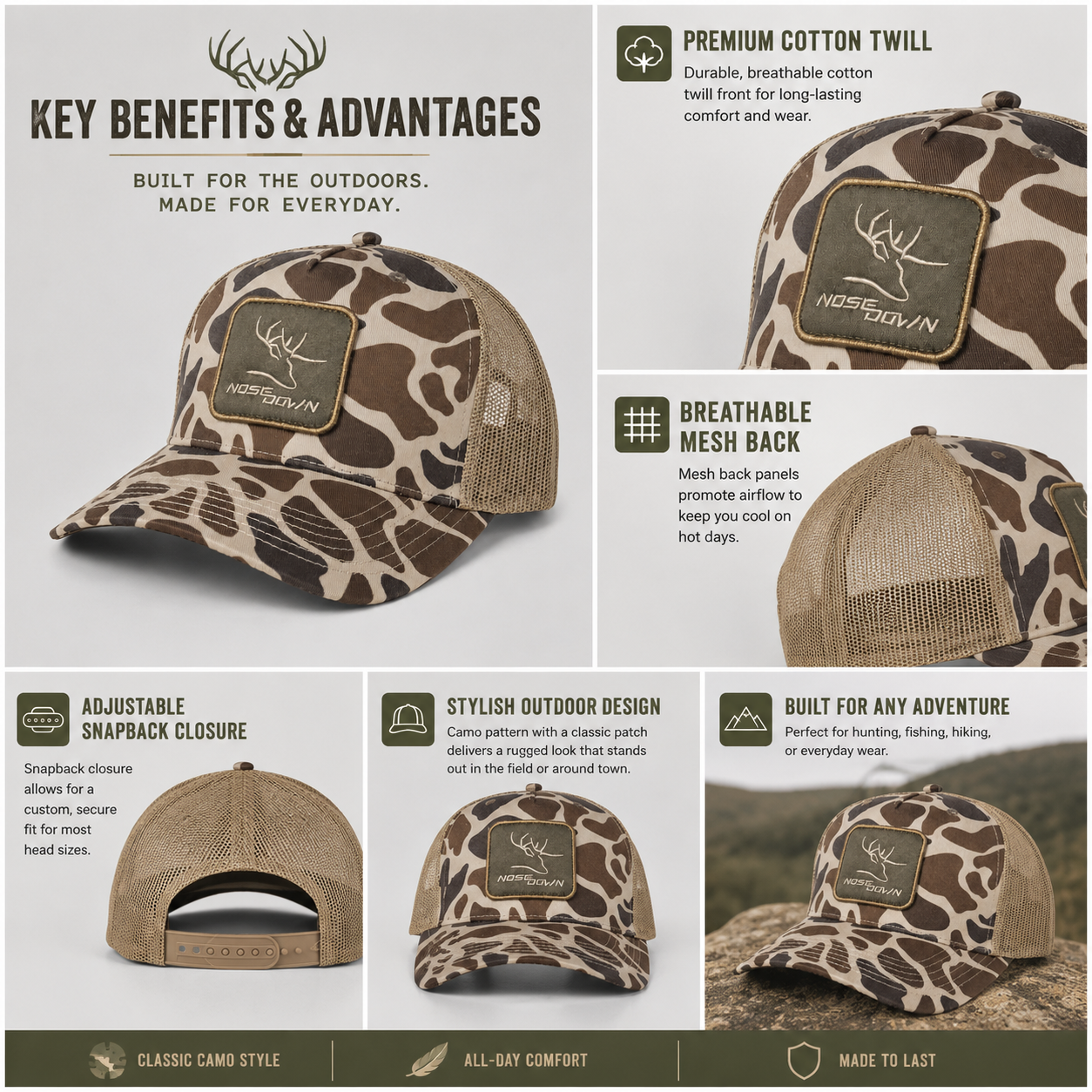 Tan Woven Duck Camo Trucker XL Size