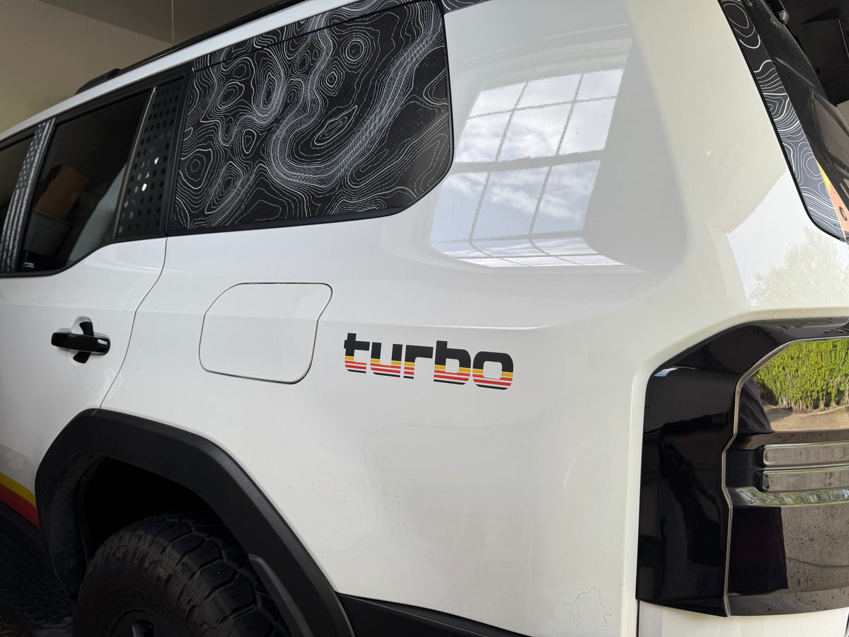 Turbo Retro Style Graphic Fender Decals (Pair) - Universal