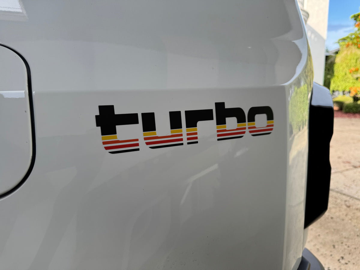Turbo Retro Style Graphic Fender Decals (Pair) - Universal