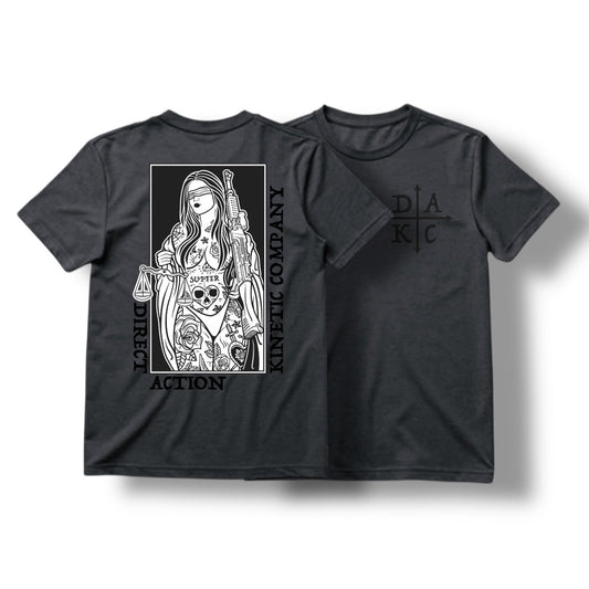 "BLIND JUSTICE" TEE (HEATHER CHARCOAL)