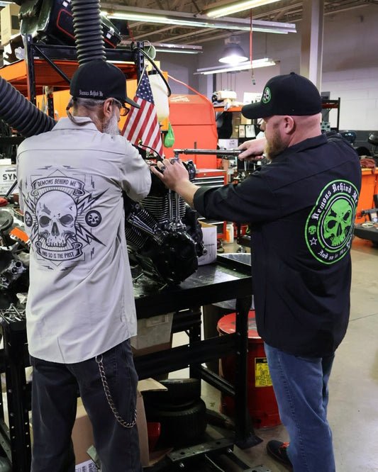 Closeout - Embroidered Shop Shirt - Men's Warm Gray Electric Head