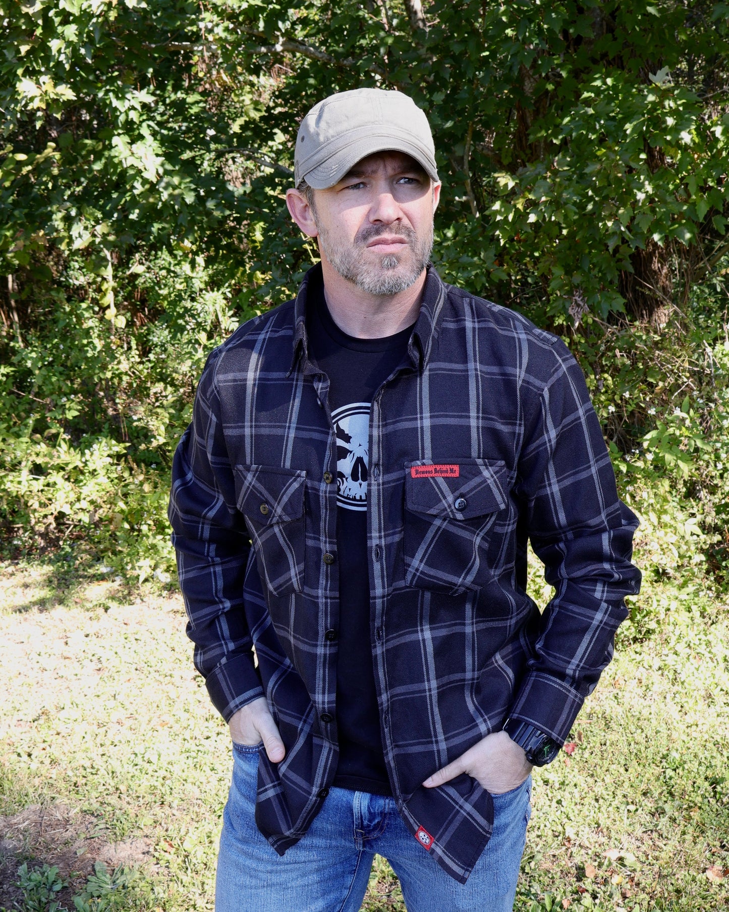 The "Slasher" Black & Grey Flannel (Hidden Snap Collars)
