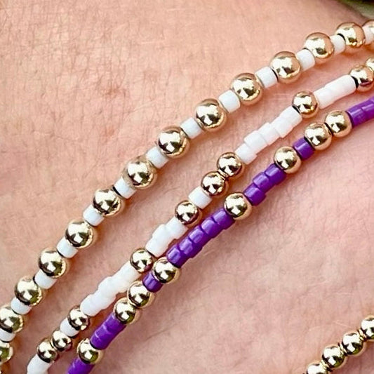 14K Gold Filled 2.5mm & White Bead Bracelet