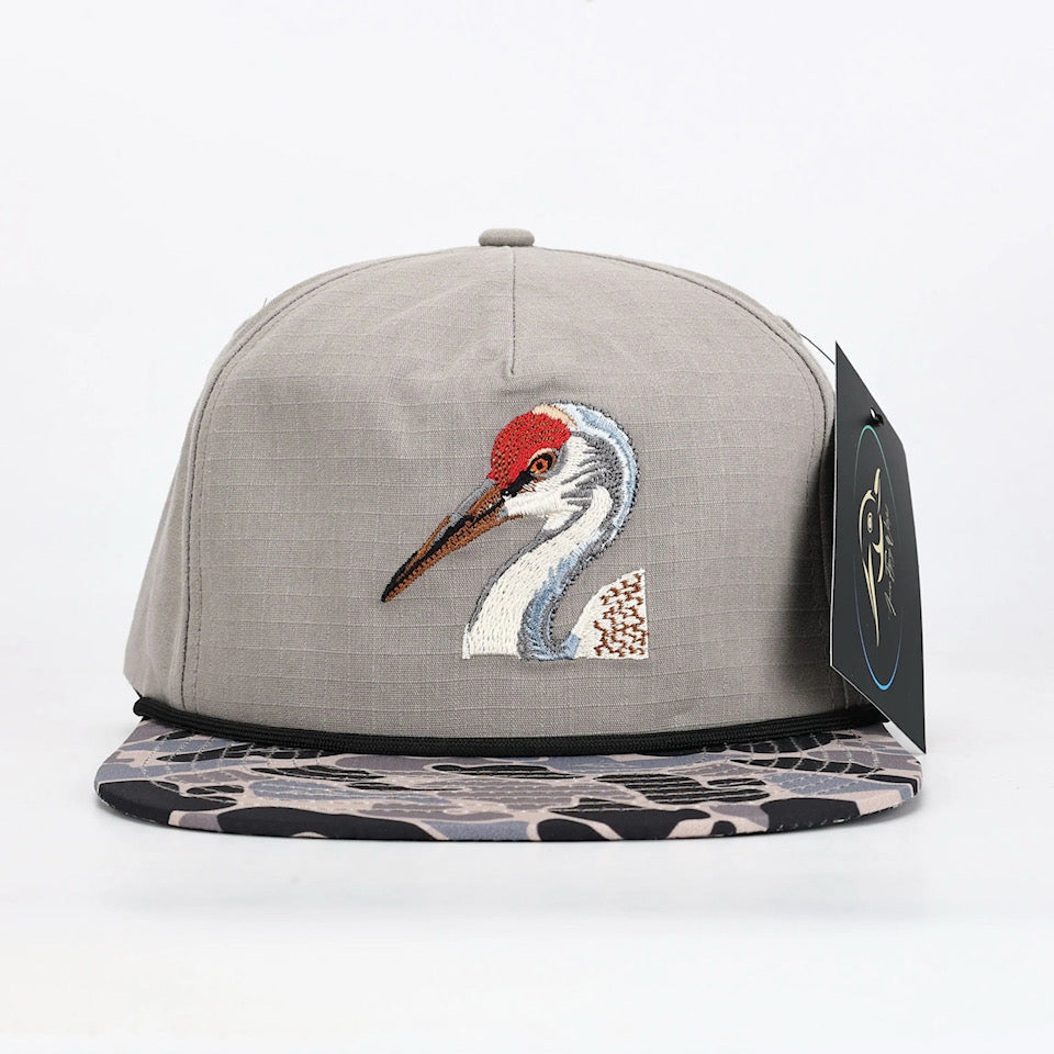 Sandhill Crane Grey Ripstop w Hardwoods II Camo Bill