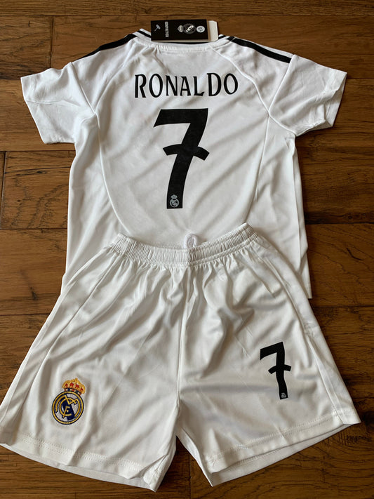 Ronaldo 7 White Kids Soccer Jersey Real Madrid Youth Toddler Sizes