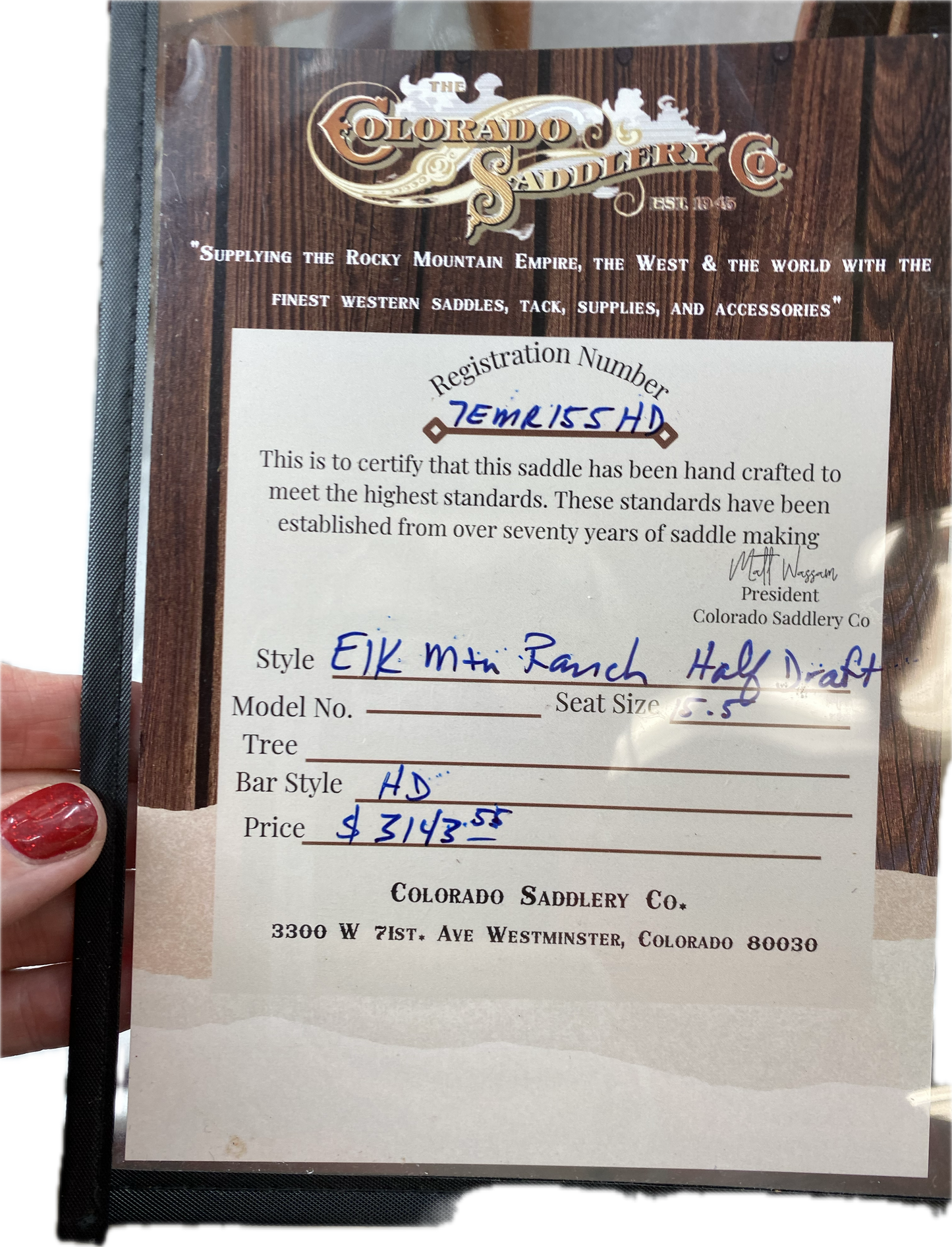 Elk Mountain Ranch Half Draft 15.5"