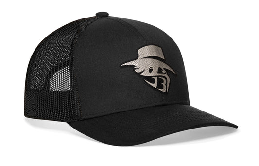 JBR Silver Logo | Black Metallic Leather Snapback